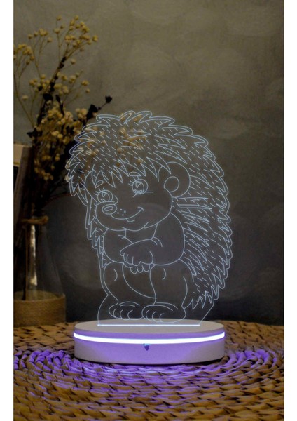 Kirpi - 3 Boyutlu Led Lamba 16 Renk Dekoratif Anime Gece Lambası 3d