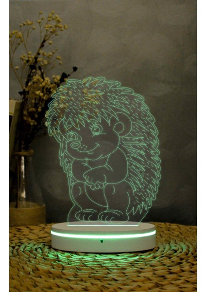 Kirpi - 3 Boyutlu Led Lamba 16 Renk Dekoratif Anime Gece Lambası 3d