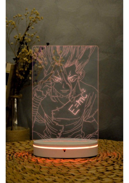Senku Ishigami , Dr. Stone - 3 Boyutlu Led Lamba 16 Renk Dekoratif Anime Gece Lambası 3d fiyatları