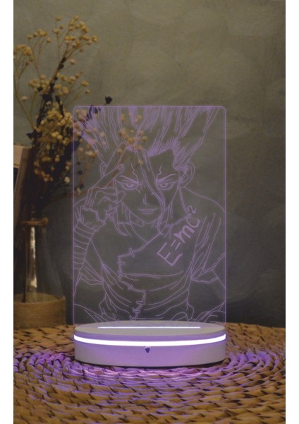 Senku Ishigami , Dr. Stone - 3 Boyutlu Led Lamba 16 Renk Dekoratif Anime Gece Lambası 3d fırsatları