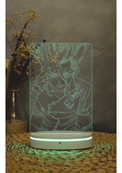 Senku Ishigami , Dr. Stone - 3 Boyutlu Led Lamba 16 Renk Dekoratif Anime Gece Lambası 3d indirimleri