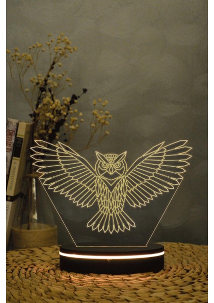 Baykuş 3 Boyutlu 16 Renk Dekoratif Gece Lambası 3d