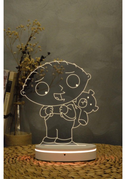 Stewie Griffin , Family Guy - 3 Boyutlu 16 Renk Dekoratif Gece Lambası 3d