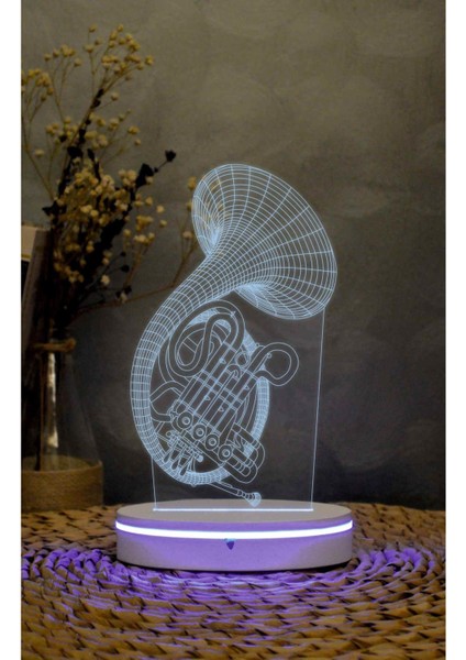 Blue French Horn , Hımym - 3 Boyutlu Led Lamba 16 Renk Dekoratif Anime Gece Lambası 3d
