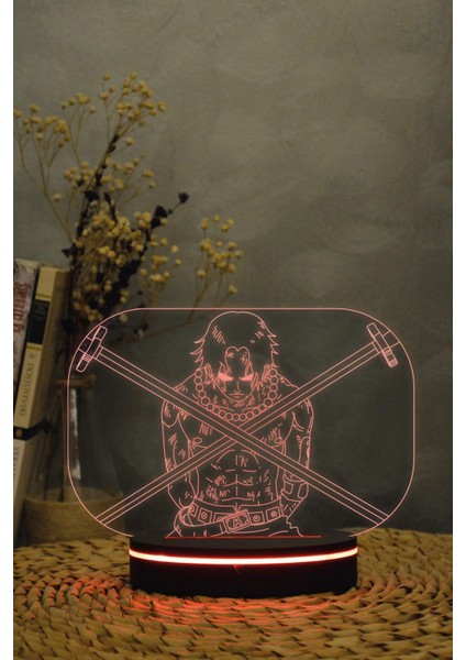 Ace , One Piece - 3 Boyutlu 16 Renk Dekoratif Gece Lambası 3d