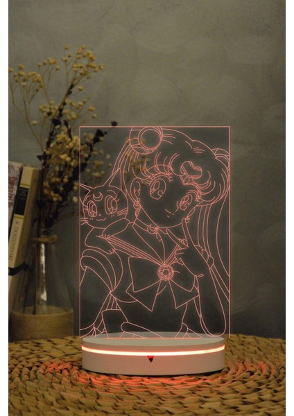 Usagi Ve Artemis - Ay Savaşçısı - 3 Boyutlu 16 Renk Dekoratif Gece Lambası 3d fiyatları