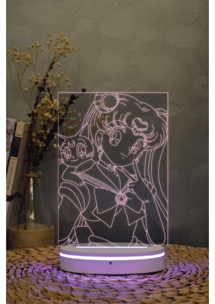 Usagi Ve Artemis - Ay Savaşçısı - 3 Boyutlu 16 Renk Dekoratif Gece Lambası 3d modelleri