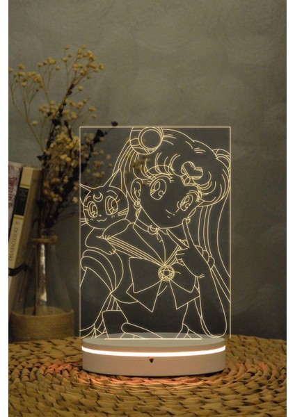 Usagi Ve Artemis - Ay Savaşçısı - 3 Boyutlu 16 Renk Dekoratif Gece Lambası 3d fırsatları