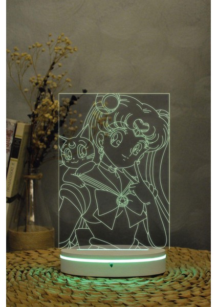 Usagi Ve Artemis - Ay Savaşçısı - 3 Boyutlu 16 Renk Dekoratif Gece Lambası 3d indirimleri