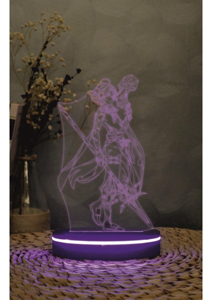 Xiaodoombane , Genshin Impact - 3 Boyutlu Led Lamba 16 Renk Dekoratif Anime Gece Lambası 3d