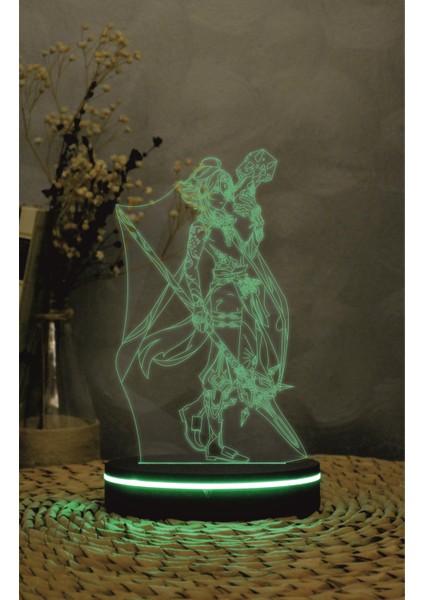 Xiaodoombane , Genshin Impact - 3 Boyutlu Led Lamba 16 Renk Dekoratif Anime Gece Lambası 3d