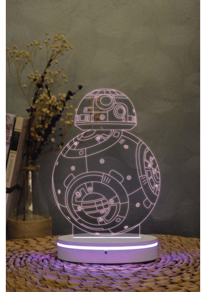 Bb-8 , Star Wars - 3 Boyutlu 16 Renk Dekoratif Gece Lambası 3d