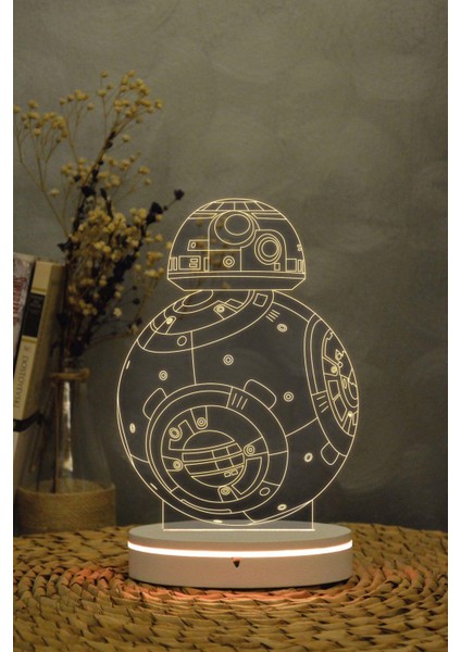 Bb-8 , Star Wars - 3 Boyutlu 16 Renk Dekoratif Gece Lambası 3d