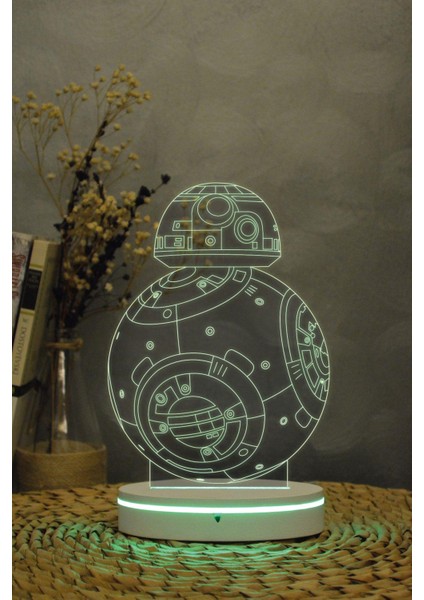 Bb-8 , Star Wars - 3 Boyutlu 16 Renk Dekoratif Gece Lambası 3d