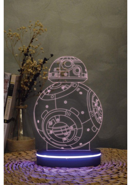 Bb-8 , Star Wars - 3 Boyutlu 16 Renk Dekoratif Gece Lambası 3d