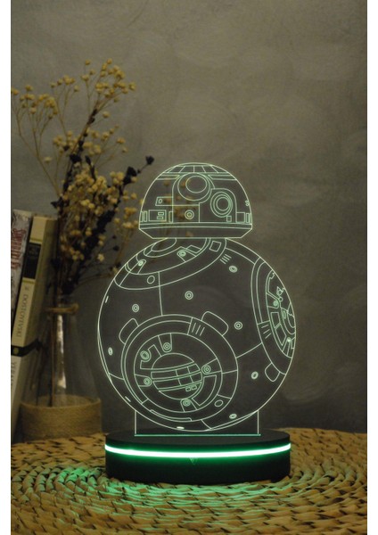 Bb-8 , Star Wars - 3 Boyutlu 16 Renk Dekoratif Gece Lambası 3d