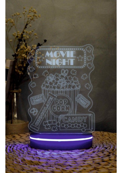 Movie Night - 3 Boyutlu Led Lamba 16 Renk Dekoratif Anime Gece Lambası 3d modelleri