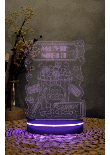 Movie Night - 3 Boyutlu Led Lamba 16 Renk Dekoratif Anime Gece Lambası 3d fırsatları
