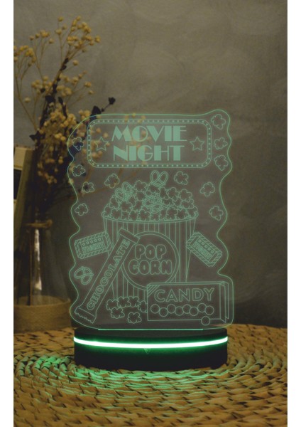 Movie Night - 3 Boyutlu Led Lamba 16 Renk Dekoratif Anime Gece Lambası 3d indirimleri