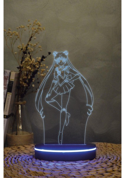 Usagi Tsukino , Ay Savaşçısı - 3 Boyutlu 16 Renk Dekoratif Gece Lambası 3d