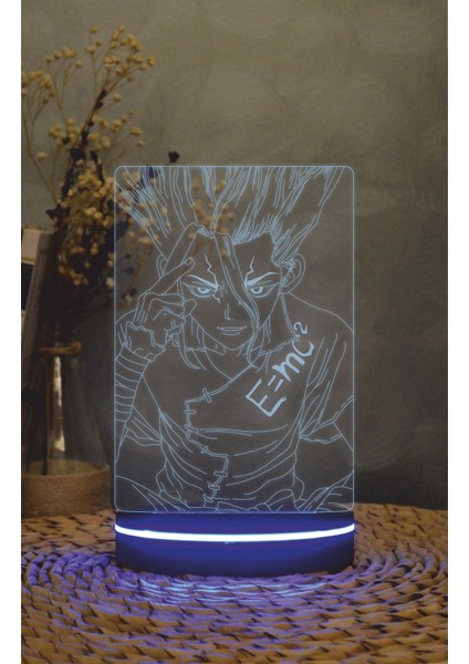 Senku Ishigami , Dr. Stone - 3 Boyutlu Led Lamba 16 Renk Dekoratif Anime Gece Lambası 3d modelleri