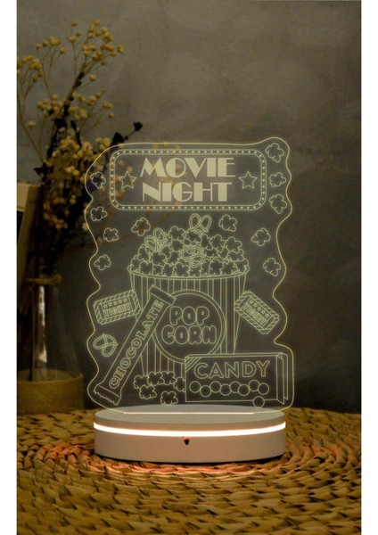 Movie Night - 3 Boyutlu Led Lamba 16 Renk Dekoratif Anime Gece Lambası 3d