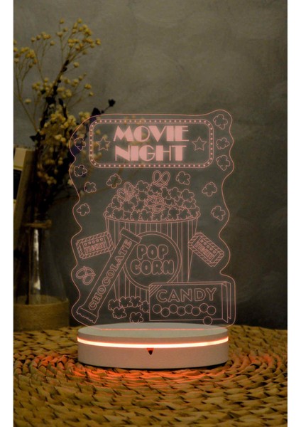 Movie Night - 3 Boyutlu Led Lamba 16 Renk Dekoratif Anime Gece Lambası 3d fiyatları
