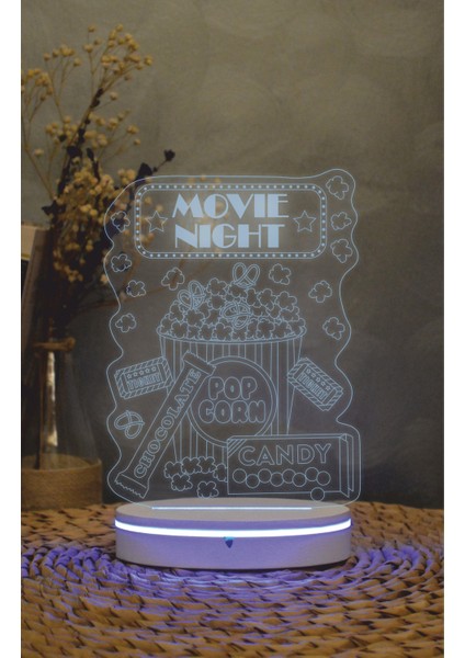 Movie Night - 3 Boyutlu Led Lamba 16 Renk Dekoratif Anime Gece Lambası 3d modelleri