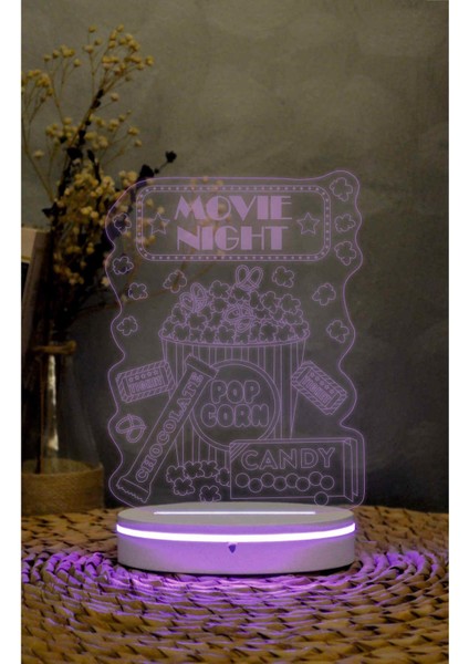 Movie Night - 3 Boyutlu Led Lamba 16 Renk Dekoratif Anime Gece Lambası 3d fırsatları