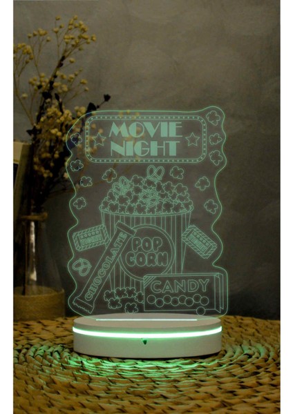 Movie Night - 3 Boyutlu Led Lamba 16 Renk Dekoratif Anime Gece Lambası 3d indirimleri