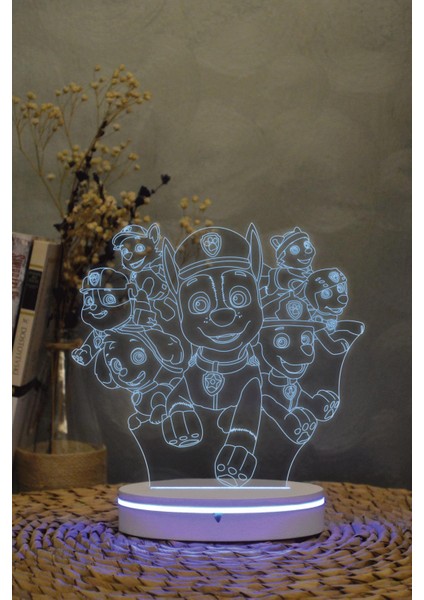 Paw Patrol - 3 Boyutlu 16 Renk Dekoratif Gece Lambası 3d