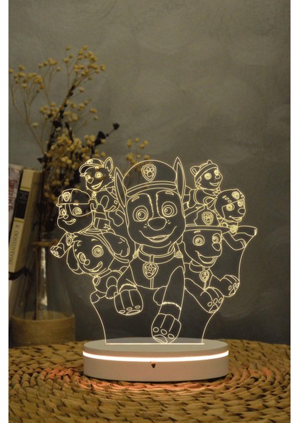 Paw Patrol - 3 Boyutlu 16 Renk Dekoratif Gece Lambası 3d fırsatları