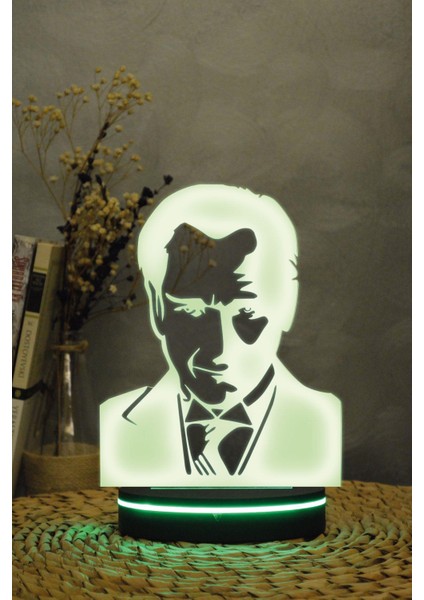 Atatürk Silüet V2 - 3 Boyutlu 16 Renk Dekoratif Gece Lambası 3d