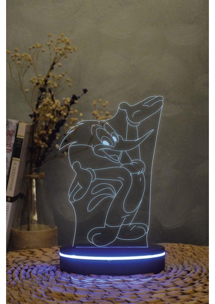 Ağaçkakan Woody - 3 Boyutlu 16 Renk Dekoratif Gece Lambası 3d