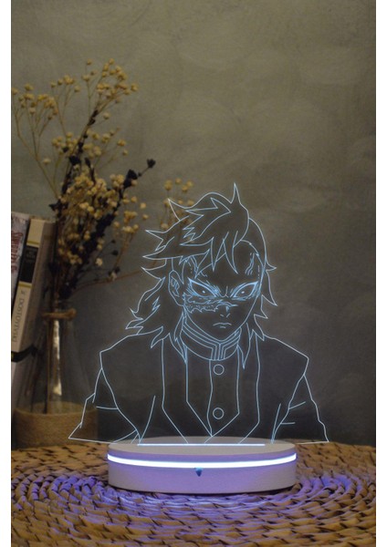 Genya Shinizugawa - Demon Slayer - 3 Boyutlu 16 Renk Dekoratif Gece Lambası 3d