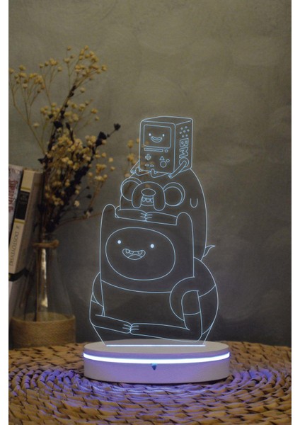 Fin Jack Bmo Adventure Time 3 Boyutlu 16 Renk Dekoratif Gece Lambası 3d