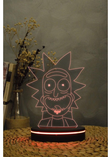 Rick , Rick And Morty - 3 Boyutlu 16 Renk Dekoratif Gece Lambası 3d