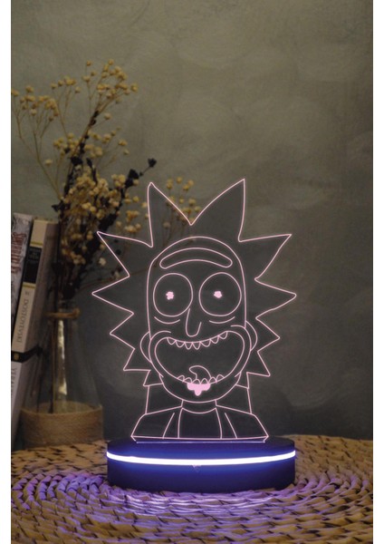 Rick , Rick And Morty - 3 Boyutlu 16 Renk Dekoratif Gece Lambası 3d