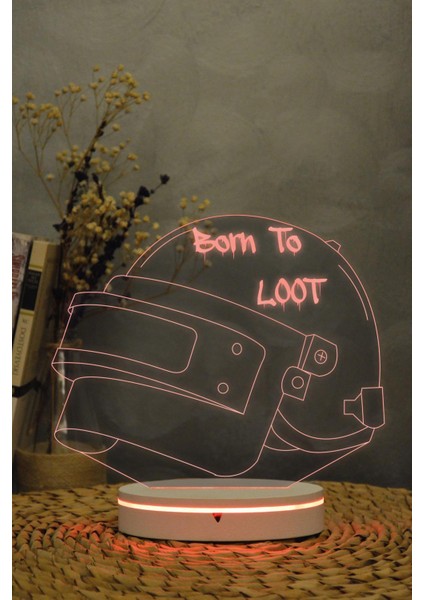 Pubg Helmet ( Şapka ) - 3 Boyutlu Dekoratif Gece Lambası 3d