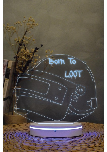 Pubg Helmet ( Şapka ) - 3 Boyutlu Dekoratif Gece Lambası 3d