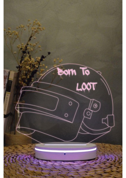 Pubg Helmet ( Şapka ) - 3 Boyutlu Dekoratif Gece Lambası 3d