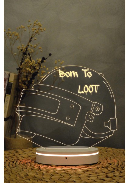 Pubg Helmet ( Şapka ) - 3 Boyutlu Dekoratif Gece Lambası 3d