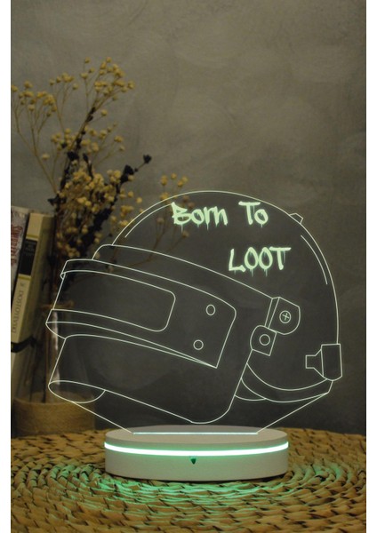 Pubg Helmet ( Şapka ) - 3 Boyutlu Dekoratif Gece Lambası 3d
