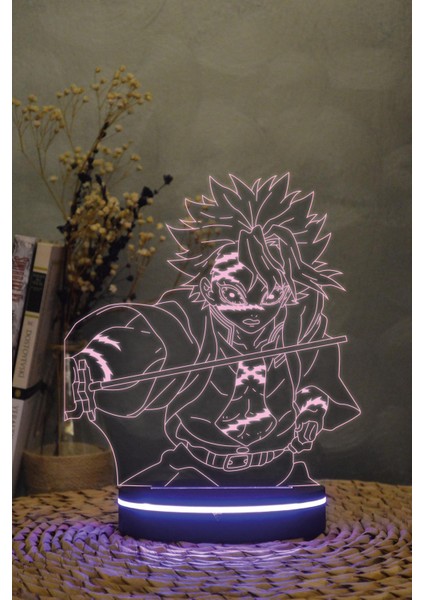 Sanemi Shinazugawa, Demon Slayer - 3 Boyutlu 16 Renk Dekoratif Gece Lambası 3d modelleri