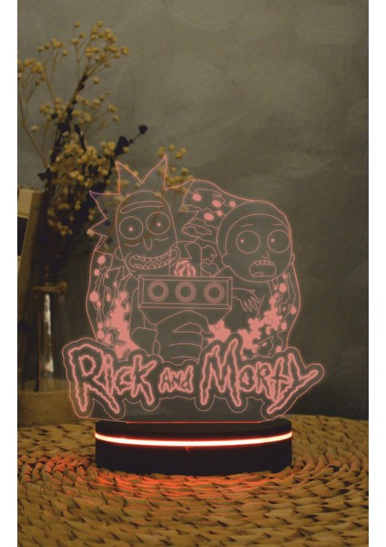 Rick And Morty - 3 Boyutlu Led Lamba 16 Renk Dekoratif Anime Gece Lambası 3d
