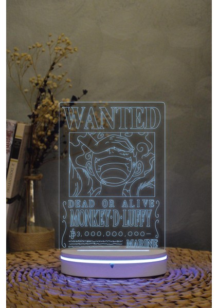 Monkey D. Luffy Wanted - One Piece - 3 Boyutlu 16 Renk Dekoratif Gece Lambası 3d fiyatları