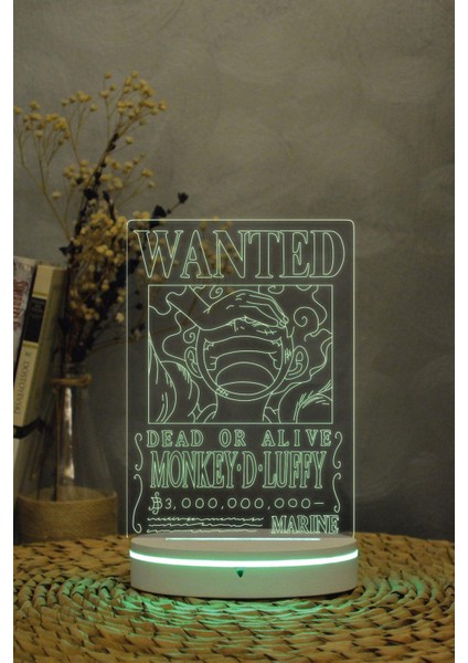 Monkey D. Luffy Wanted - One Piece - 3 Boyutlu 16 Renk Dekoratif Gece Lambası 3d indirimleri