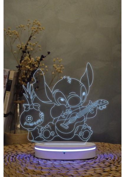 Stitch , Lilo & Stitch - 3 Boyutlu 16 Renk Dekoratif Gece Lambası 3d