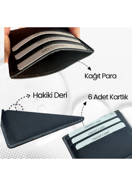 Deri Süper Ince Unisex Para Gözlü Kartlık, 6 Bölmeli Kartvizitlik 1 Adet modelleri