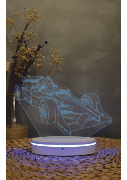 F1 Yarış Arabası - 3 Boyutlu Led Lamba 16 Renk Dekoratif Gece Lambası 3d